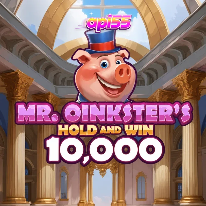 Tampilan visual slot Mr. Oinkster’s Hold & Win 10,000 dengan simbol celengan babi yang ikonik.
